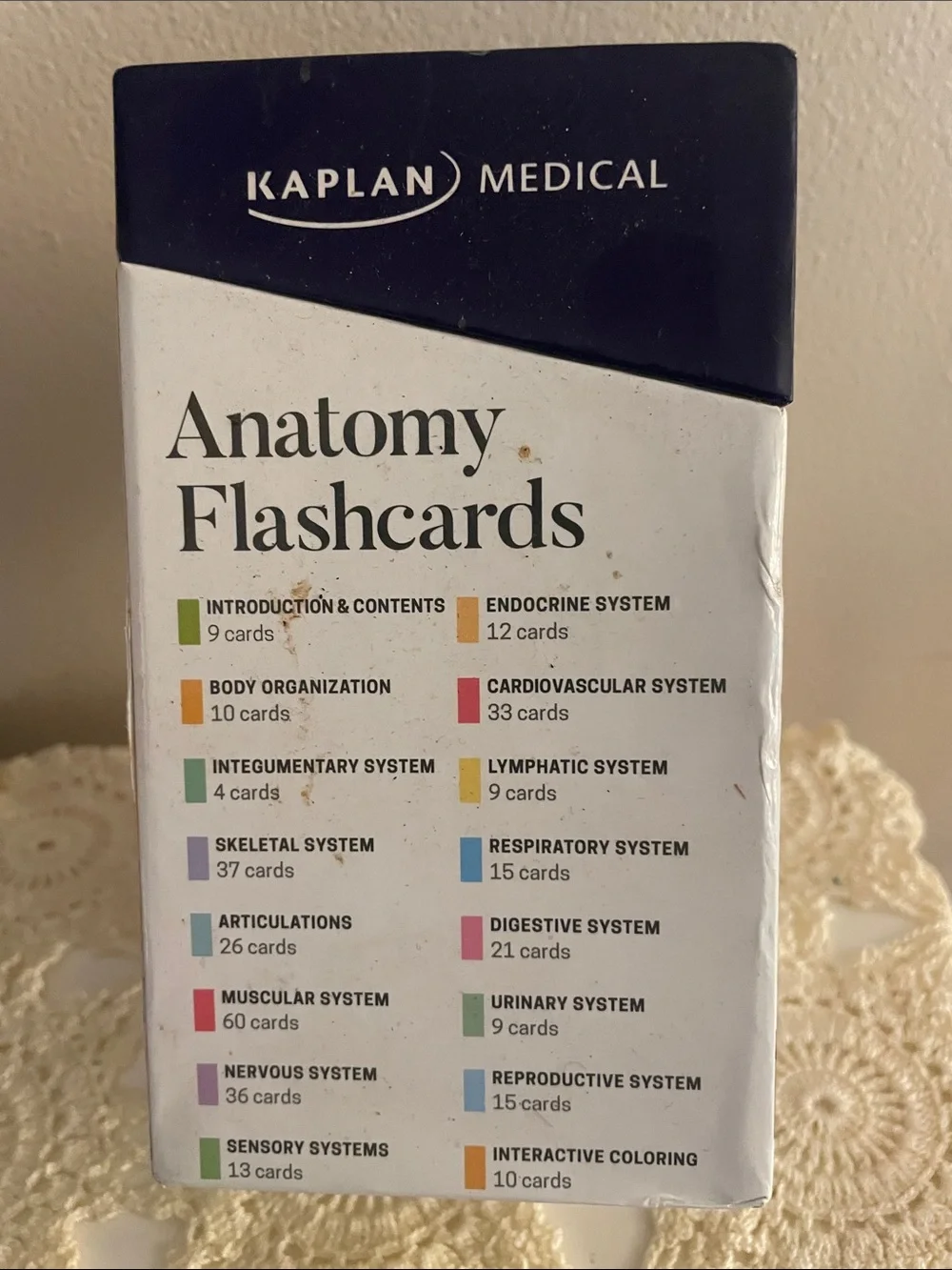 Kaplan Anatomy Flashcards - navy, white, yellow, red, tan
